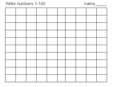 blank grid to practice writing numbers from 1 100