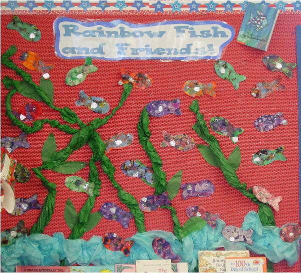 bulletin board ideas for january pictures. Patterns and directions are given to make rainbow fish and a bulletin board 