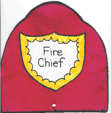Make a headband type firefighter's hat. Click on the picture to enlarge